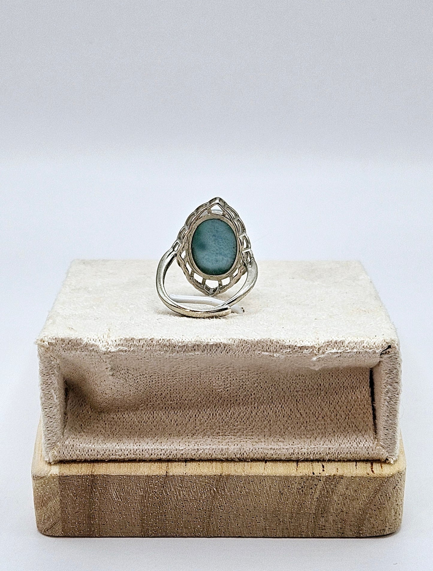 🌊✨ LARGE OVAL LARIMAR RING | .925 Sterling Silver | Adjustable Vintage Style Jewelry