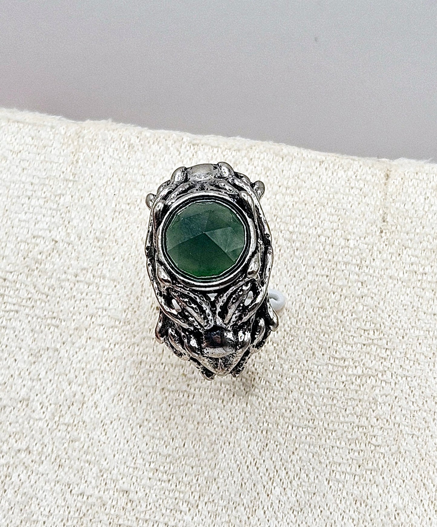 🐍✨ MEDUSA RING WITH BLUE WATER JADE | Adjustable Copper & Silver Coat | Mystical Protection Jewelry